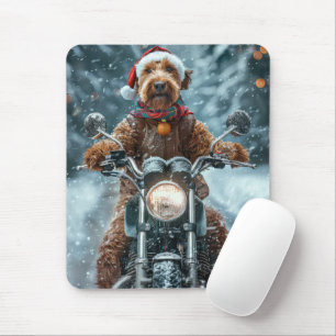 Airedale Hund Kör Motorcykel Jul Musmatta