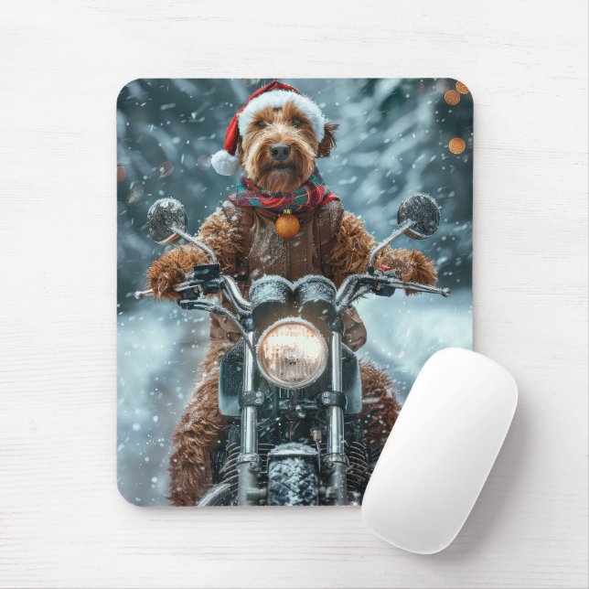 Airedale Hund Kör Motorcykel Jul Musmatta (Med mus)