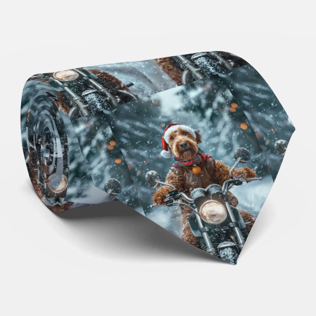 Airedale Hund Körer Motorcykel Jul Slips (Rullad)