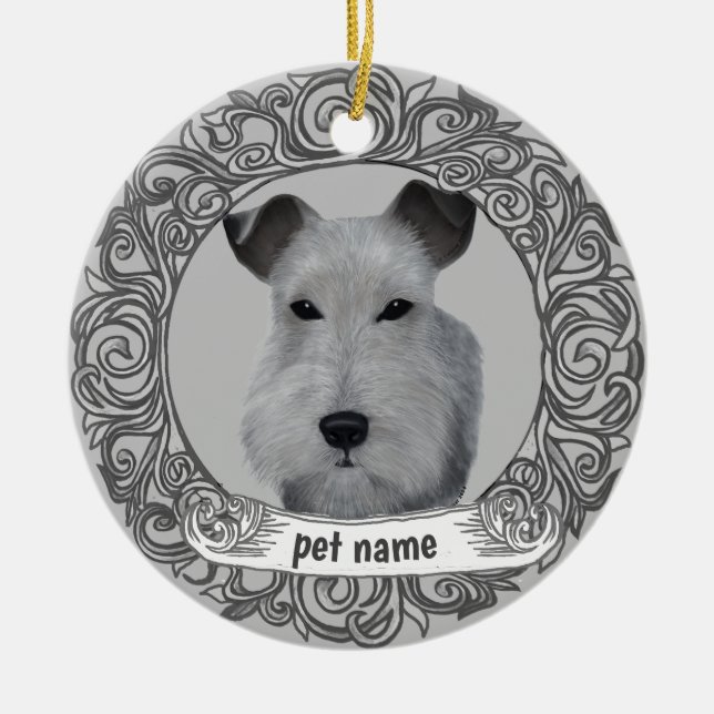 Airedale Hund Minnesornament Julgransprydnad Keramik (Framsidan)