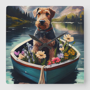 Airedale-Hund på Paddle: ett kritiskt Äventyr Fyrkantig Klocka