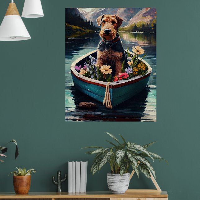 Airedale-Hund på Paddle: ett kritiskt Äventyr Poster (Vardagsrum 1)