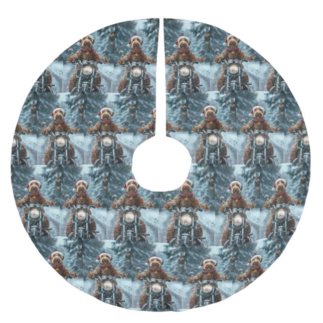 Airedale Hund Riding Motorcykel jul Julgransmatta Borstad Polyester (Framsidan)