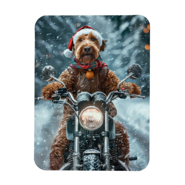 Airedale Hund Riding Motorcykel jul Magnet (Vertikal)