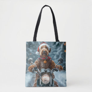 Airedale Hund Riding Motorcykel jul Tygkasse