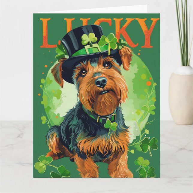 Airedale Hund St. Patrick's Day Kort (Framsida)