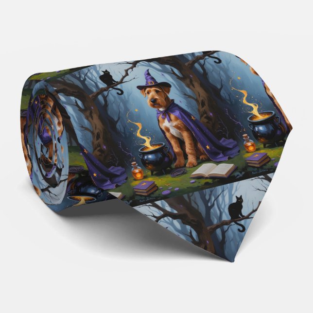 Airedale Hund Whimsisk Halloweenmålning Slips (Rullad)