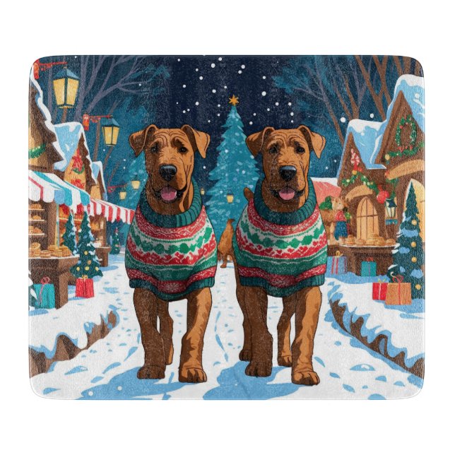Airedale Hundar Jul Snö Högtid (Framsidan)