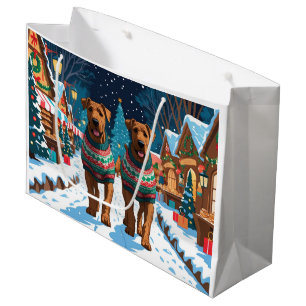 Airedale Hundar Jul Snö Högtid