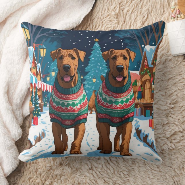 Airedale Hundar Jul Snö Holiday Kudde (Filt)