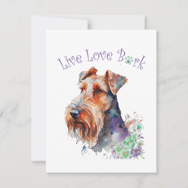 Airedale Hundmamma Blommig Anteckningskort (Framsida)