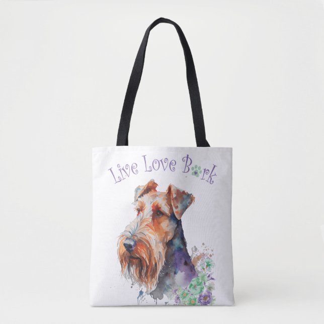 Airedale Hundmamma Blommig Tygkasse (Framsida)