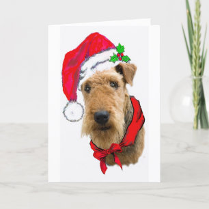 Airedale i Santa Hat Helgkort