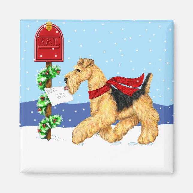 Airedale jul Dale Mail Magnet (Framsidan)