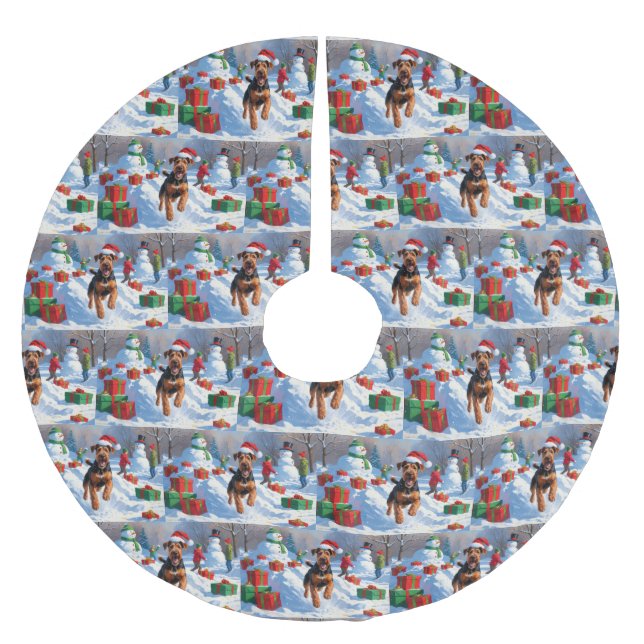 Airedale jul festiva snöscen julgransmatta borstad polyester (Framsidan)