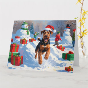 Airedale jul festiva snöscen kort