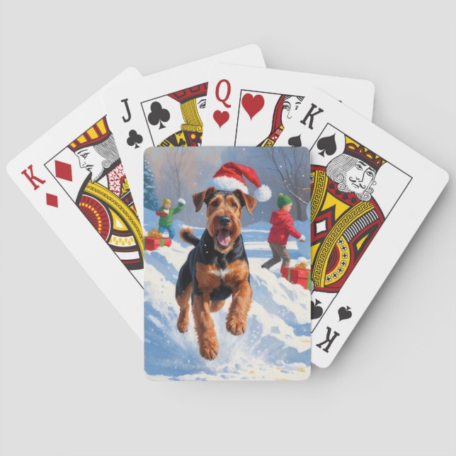 Airedale jul Festive Snö Scene Casinokort (Baksidan)