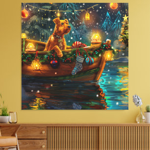 Airedale jul - festlig resa canvastryck