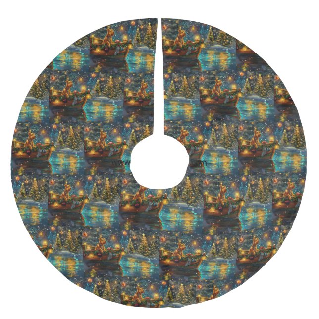 Airedale jul - festlig resa julgransmatta borstad polyester (Framsidan)