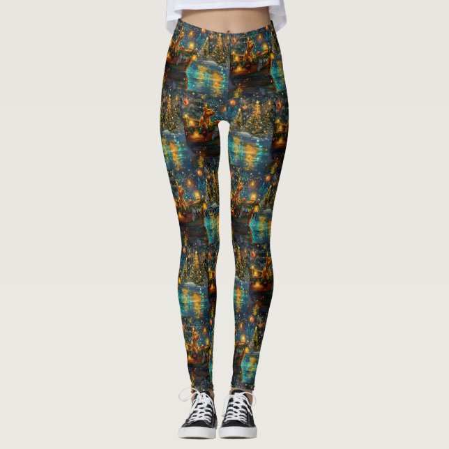 Airedale jul - festlig resa leggings (Framsida)