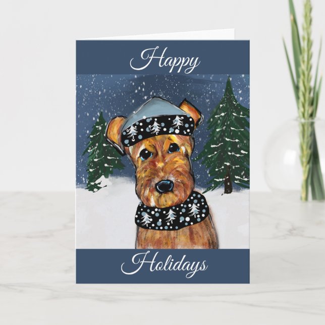 Airedale julfirande helgkort (Framsida)