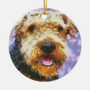 Airedale Julgransprydnad Keramik
