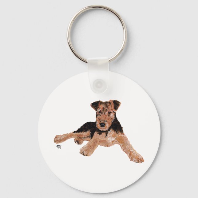 Airedale, Lakeland, Welsh Terrier Valp Nyckelring (Framsida)