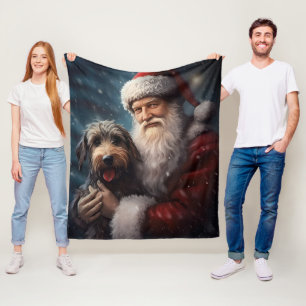 Airedale med Jultomten julafton Fleecefilt