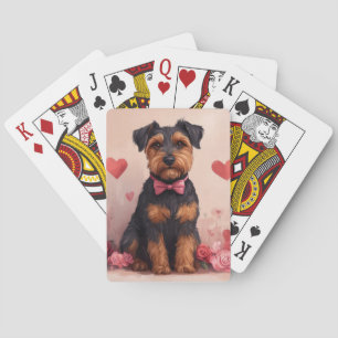 Airedale med rosor - Alla hjärtans dag Casinokort