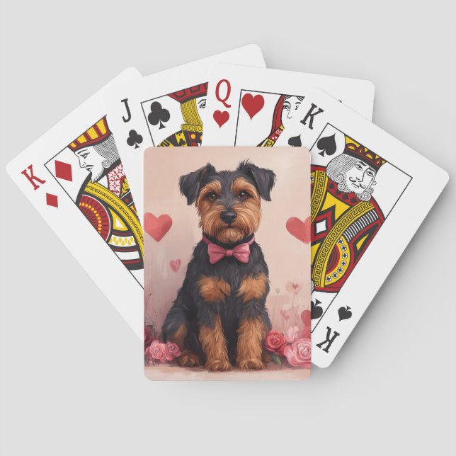 Airedale med rosor - Alla hjärtans dag Casinokort (Baksidan)