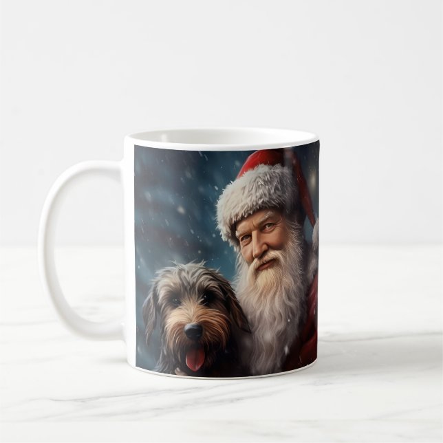 Airedale med Tomte Julfirande Jul Kaffemugg (Vänster)