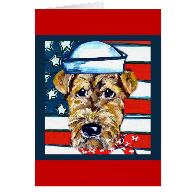 Airedale Navy Hälsningskort (Framsidan)