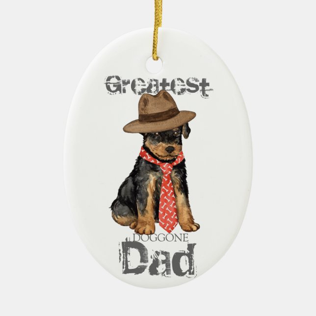 Airedale Pappa Ceramic Ornament (Framsidan)