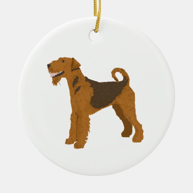 Airedale Personlig Hundjuldekoration Julgransprydnad Keramik (Framsidan)