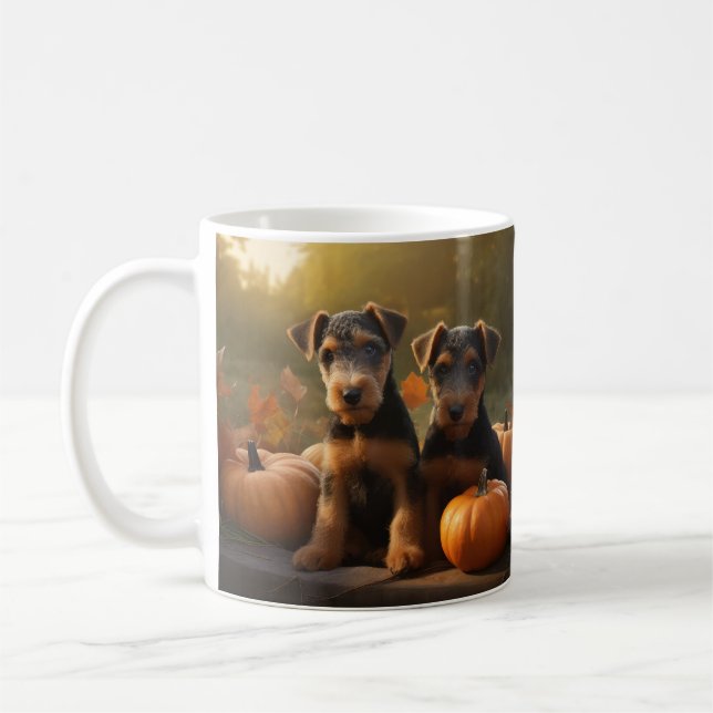 Airedale Puppy Autumn Delight Pumpkin Kaffemugg (Vänster)
