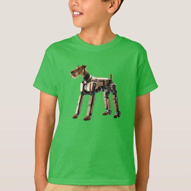 Airedale Robot Barn T-Shirt (Framsida)