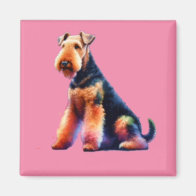 Airedale skräcker Hund Magnet (Framsidan)