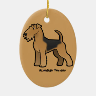 airedale skräcker julgransprydnad keramik