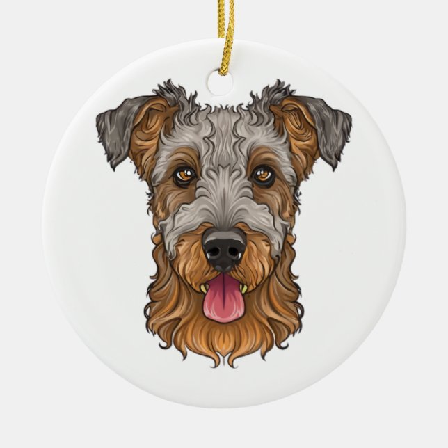 airedale skräcker julgransprydnad keramik (Framsidan)