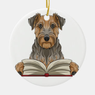 airedale skräcker julgransprydnad keramik