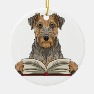 airedale skräcker julgransprydnad keramik