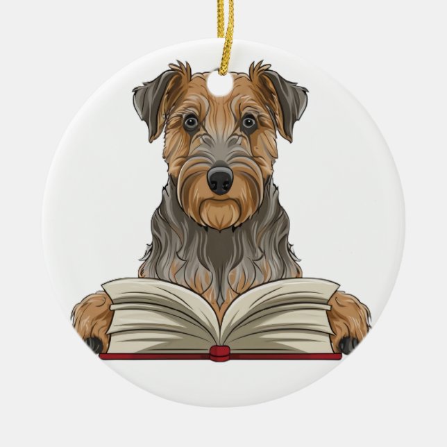 airedale skräcker julgransprydnad keramik (Framsidan)