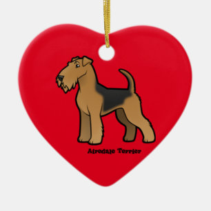 airedale skräcker julgransprydnad keramik