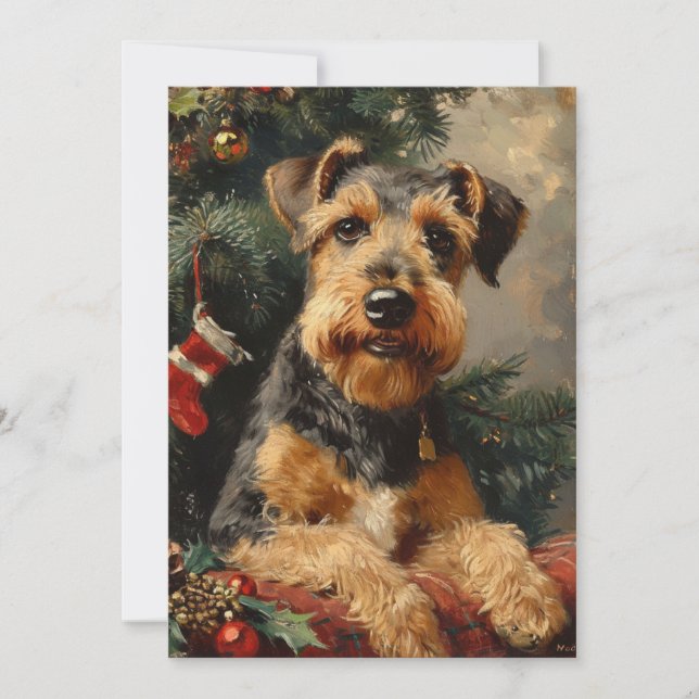 Airedale skräckjul julkort (Framsida)