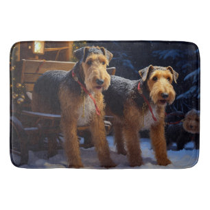 Airedale Snowy Sleigh Ride Juldekretet Badrumsmatta