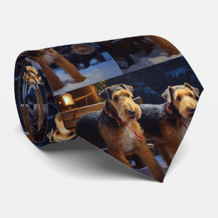 Airedale Snowy Sleigh Ride Juldekretet Slips