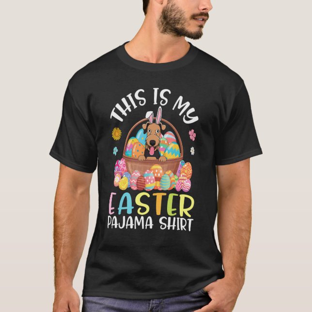 Airedale Terier Hund och Eggs Basket Det här är mi T Shirt (Framsida)
