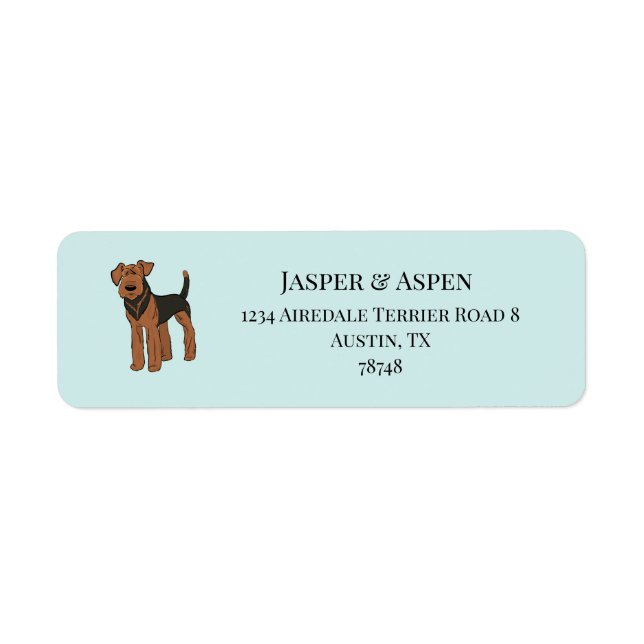 Airedale Terrier Adress Returadress Etikett (Framsidan)
