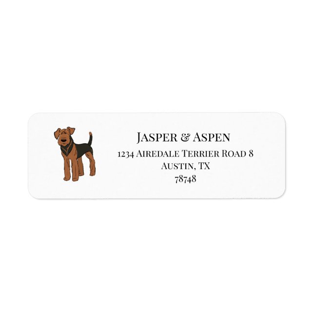 Airedale Terrier Adress Returadress Etikett (Framsidan)