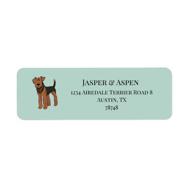 Airedale Terrier Adress Returadress Etikett (Framsidan)